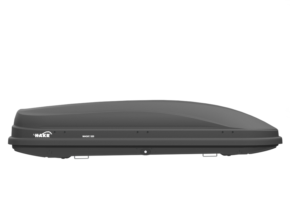 Box dachowy Hakr Magic 320 Carbon – profil boczny, box dachowy ABS PMMA 320 litrów